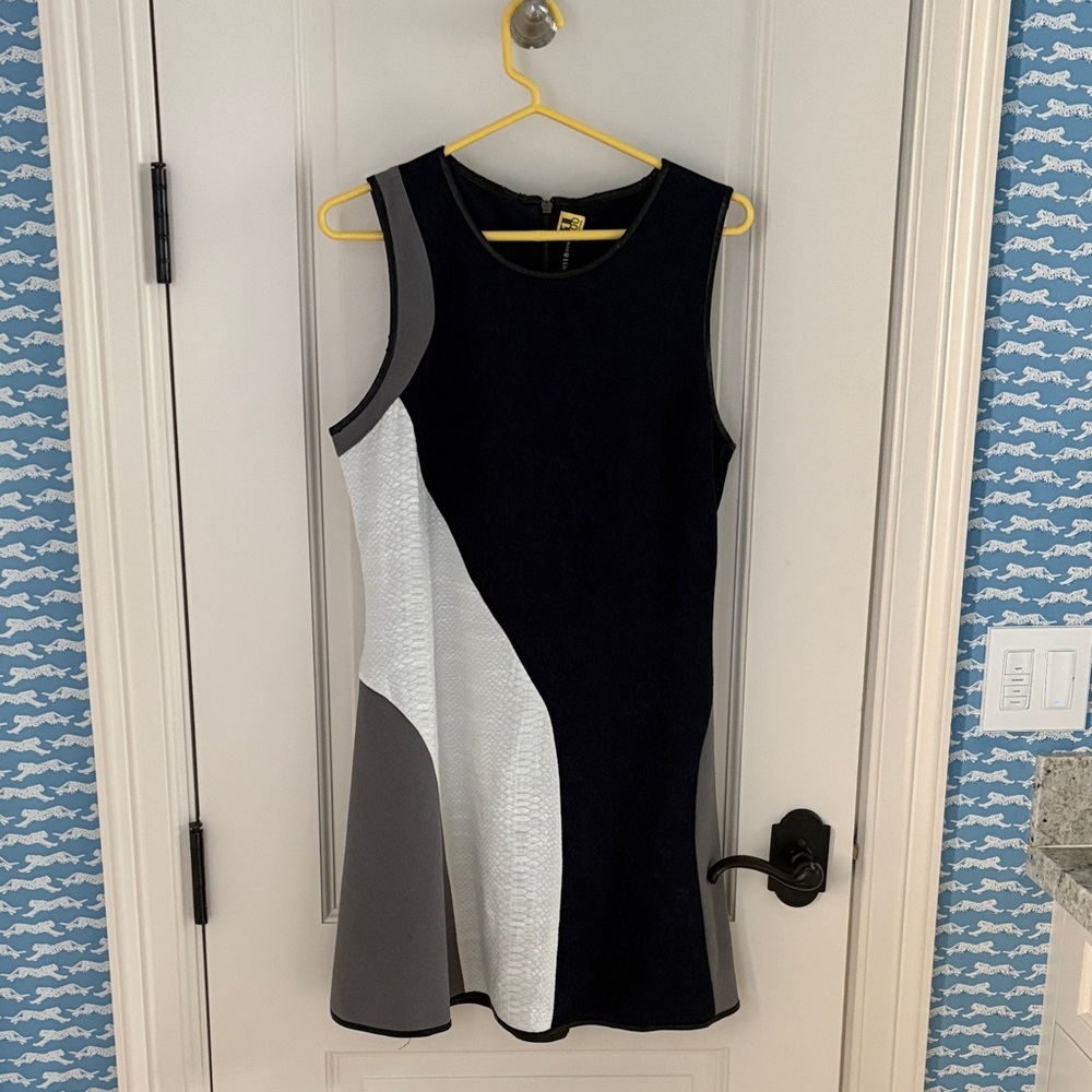 W118 by Walter Baker Black and Gray Color Block Mini Dress